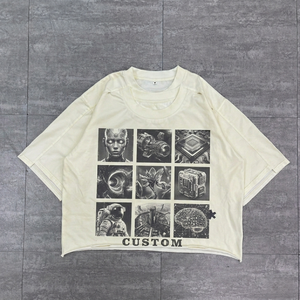 T-shirt Homme 100% Coton 250g Coupe Ample Manches Courtes Logo Personnalisé Coton Lourd Délavé Style Vintage Coupe Boxy Décontracté Streetwear Vêtement Homme - Product Image 6