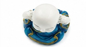 Statuette de Bouddha moine mignonne et écologique en résine, finition marbrée, décoration de table pour la maison, cadeau pour Thanksgiving, anniversaire, Diwali - Product Image 2