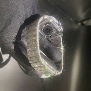Reloj de Diamantes Splendid Gift con Caja Cuadrada de 42 mm, Movimiento Analógico de Cuarzo ETA, Cristal de Zafiro, Pedrería, Lujoso para Hombre - Product Image 6