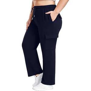 Spring Women Cargo Pants Casual Loose Fit Solid <b>Trousers</b> <b>Elastic</b> <b>Waist</b> Breathable Multi Pocket Cargo Pants for Women - Product Image 3