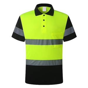 New Customizable Hi Vis Class 3 Polyester T-shirt Reflective Safety Workwear High Visibility Black Long Shirt - Product Image 4