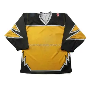 Thanh Niên màu đen và màu vàng Ice Hockey Jersey cho nam giới tùy chỉnh trọng lượng nặng Polyester Ice Hockey Jerseys biểu tượng tùy chỉnh Ice Hockey Jerseys