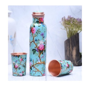 New Classic Design Enamel Sticker Blue Color Copper <b>Bottle</b> Luxury Design Table Decoration Best Copper Material <b>Bottle</b> - Product Image 2