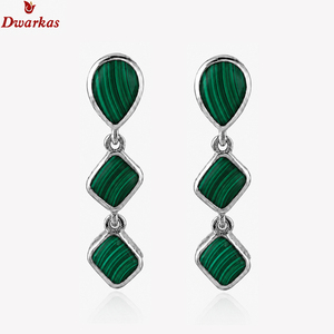 Pendientes de lágrima de plata de ley 925 maciza con malaquita, pendientes de piedra preciosa de alta calidad para aniversario de boda - Product Image 2