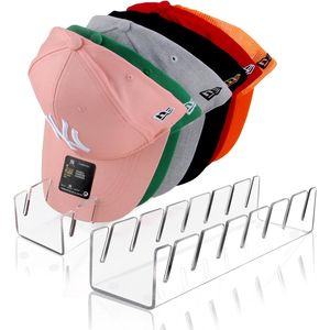 Confezione da 2 Supporti per Cappelli in Acrilico Senza Installazione, Organizzatore per 14 Cappellini da Baseball, Facile Organizzatore per Vestiti - Product Image 1