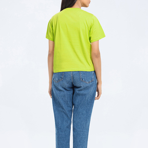เสื้อยืดผู้หญิงออกแบบเองขายส่ง คอกลม ผ้าฝ้าย 100% เสื้อผ้าพิมพ์ลาย ราคาดีที่สุด - Product Image 5