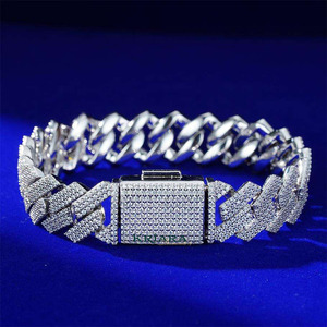 Pulsera de Diamantes Cultivados en Laboratorio, Oro Blanco 925, Chapado en Rodio, Corte Brillante Redondo, Lujosa, Unisex, para Uso Diario - Product Image 3