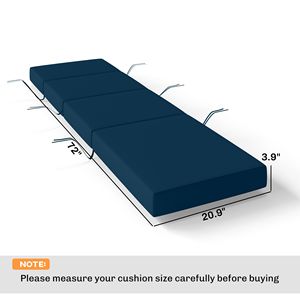 Set di 2 Cuscini Blu Navy per Sdraio da Esterno, Spessore 10 cm, con Lacci, 53 x 183 cm, per Patio - Product Image 3