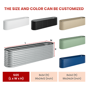 Bac à légumes surélevé en métal, modulaire, 9 en 1, pour l'extérieur, galvanisé GB027 - Product Image 2