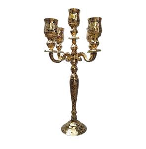 Candelabro de Cinco Brazos de Aluminio Metálico Rojo, Copas de Cristal, Estilo Lujoso, Embalado en Cartón, Decoración para Bodas, Navidad y Hogar, Tamaño Personalizado - Product Image 6