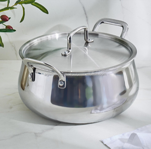 Olla de Acero Inoxidable Premium para Cocina, Acabado Espejo con Tapa - Product Image 1