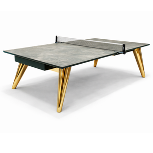 Table de tennis de table moderne de luxe Gusto Neolith avec plateau en pierre et pieds en métal, durable, pour usage intérieur à la maison et en club, filet inclus - Product Image 1