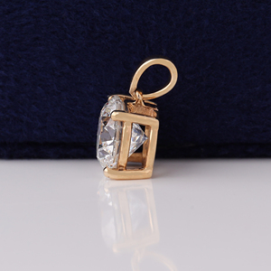 Pendentif solitaire en diamant de laboratoire rond de 2,00 carats, or massif 14 carats avec chaîne, cadeau idéal - Product Image 2