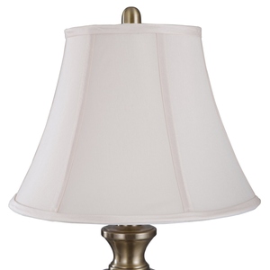 <b>Vintage</b> design Antique Brass <b>Table</b> Lamp Set of 2 Classic <b>Bedside</b> Desk Light Bell Fabric Shade Traditional Bedroom Living Room - Product Image 2