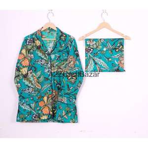 ชุดนอนผ้าฝ้ายแท้ 100% ทำมือ ดีไซน์หรูหรา โรแมนติก นุ่มสบาย ชุด 2 ชิ้น เสื้อและกางเกงสำหรับผู้หญิง - Product Image 2