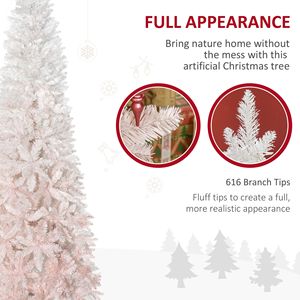 Albero di Natale Artificiale Realistico Rosa e Bianco da 180 cm con 616 Rami e Supporto per Uso Interno - Product Image 6