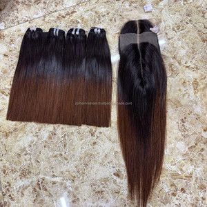 Vietnamese Human Hair Bundles Weaves Hair Extentions With Lace Closure 2*6 for Human Hair <b>Wigs</b> Lace Front Raw Smooth <b>Wig</b> - Product Image 1