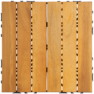 Baldosas de Madera de Acacia Natural Entrelazadas para Terraza, 12''x12''x0.94'', 6 Listones, 10 Piezas en Caja, Marca Fresgar - Product Image 1