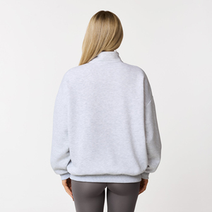 Custom Logo Sky Blue Crewneck Sweaters Oversized Embroidered Mock Neck Sweatshirt Turtleneck Sweatshirts Gym Wear Tops for Women - Product Image 4