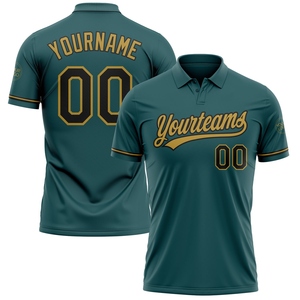 Venta al por Mayor Directa de OMMIZ INDUSTRY, Camiseta de Golf Personalizada de Alto Rendimiento en Verde Medianoche, Negro y Dorado Antiguo - Product Image 1