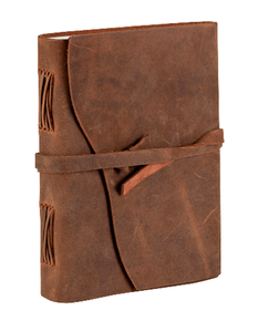 Diario de Estilo Rústico con Solapa Frontal Cortada a Mano y Cuerdas Decorativas de Cuero Cosidas en el Lomo - Product Image 1