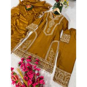 Beau haut-bas et ensemble Dupatta fantaisie pour femmes pour les fêtes - Product Image 5