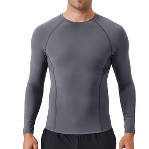 High Quality Custom Compression Gym <b>Men's</b> <b>Shirts</b> Solid Color Long Sleeve Breathable Moisture Wicking Quick Dry Sports <b>Shirts</b> - Product Image 1