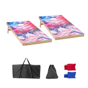 Set da Cornhole in Legno Massello Portatile 4x2 piedi, Tavole da Gioco per Interni ed Esterni per Adulti - Product Image 1