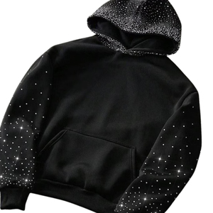 Crystal Design Winter Solid Heavyweight Oversized Streetwear <b>Hoodie</b> with <b>Rhinestone</b> Crystal <b>rhinestone</b> <b>hoodie</b> Winter fleece - Product Image 6