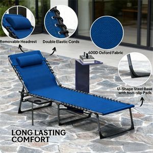 Sedia a Sdraio Pieghevole Blu Scuro per Esterni e Giardino - Product Image 3