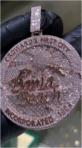 Colgante de Plata Personalizado con Diamante Moissanita, Cadena Estilo HipHop Rock, Colgantes de Disco con Nombre y Letra Hueca para Hombre - Product Image 2