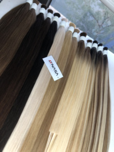 Precio al por mayor a granel 100g extensiones de cabello virgen fuerte y sedoso doble dibujado 28 pulgadas colores claros - Product Image 6