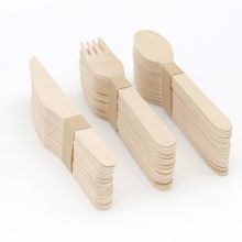 Couteau jetable écologique en bois de bouleau 155 mm pour glaces, gâteaux, desserts, pâtisseries, traiteur, fêtes et usage alimentaire - Product Image 1
