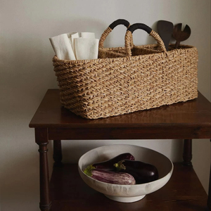Three-compartment seagrass <b>basket</b> with handle Handmade <b>Storage</b> <b>Basket</b> Wholesale eco-friendly Made in Vietnam - Product Image 3