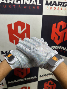 Custom White Rhinestone Full Finger <b>Gloves</b> Glitter Trim PU Material Unisex Performance Wear All Seasons American Football <b>Gloves</b> - Product Image 4