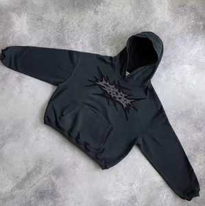 Hot Sell Regular Fit Autumn Unisex Lined Knitted Heavyweight Fleece Eco-Friendly Hoodie Custom Logo Embossed 3D Embroidery - Product Image 4