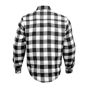 Chaqueta de Franela Protectora Blanca y Negra para Motocicleta y Camisa de Montar con Armadura de Nivel 2 y Camisa de Franela Resistente a la Abrasión para Hombre - Product Image 4