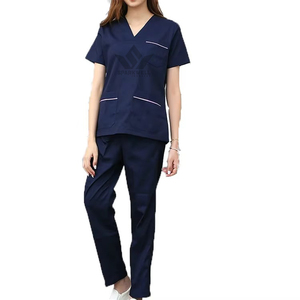 Conjunto de Uniforme Médico SPARKWELL INDUSTRY para Mujer, Color Morado, Cuello en V, Manga Corta, Pantalones Rectos, Algodón y Poliéster, Uniforme Hospitalario - Product Image 4