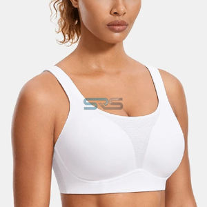 เสื้อชั้นในกีฬาผู้หญิงออกแบบพิเศษ เนื้อผ้านุ่ม สแปนเด็กซ์/ไนลอน ลายสก็อต โลโก้ด้านหน้า เหมาะสำหรับโยคะ ฟิตเนส ออกกำลังกาย ระบายอากาศได้ดี ผลิตในปากีสถาน - Product Image 6