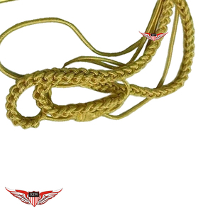 Cordón de hombro tipo aiguillette dorado, aiguillette náutica, aiguillette trenzada con punta metálica dorada - Product Image 2