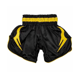 Shorts décontractés pour hommes en satin noir à motif, taille mi-haute élastique, respirants, écologiques et à séchage rapide - Product Image 2