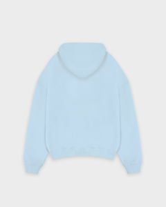 Sweat à capuche unisexe surdimensionné bleu ciel OEM, épais et lourd, avec logo personnalisé, épaules tombantes, 100 % coton molletonné 550 GSM - Product Image 4