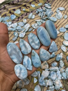 Lot de cabochons en larimar naturel, pierres précieuses bleues pour la fabrication de bijoux - Product Image 2
