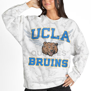 Sudadera de algodón con forro polar para mujer, personalizada, con logo frontal, cuello redondo, estilo oversize, informal, para invierno, con efecto tie-dye. - Product Image 1