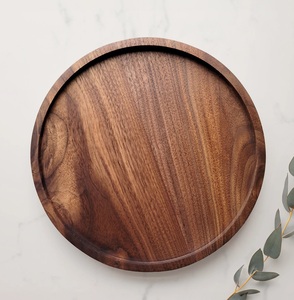 Round Wood <b>Tray</b> Black Walnut Shallow <b>Circle</b> Catchall Valet <b>Tray</b> wooden rustic <b>tray</b> wooden utility <b>tray</b> - Product Image 1