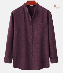 Camisa de Hombre de Manga Larga con un Solo Botón, Transpirable, Antiarrugas, de Color Sólido, 100% Algodón, Estilo Casual para Otoño - Product Image 1