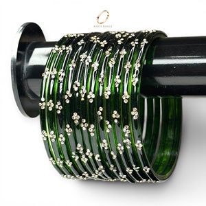 Pulseras de Cristal Kashmiri de Color Verde Esmeralda de Calidad de Exportación, Juego de Pulseras con Cristales en Forma de Gota de Lluvia para Mujer, para Bodas y Fiestas, Precio al por Mayor - Product Image 1