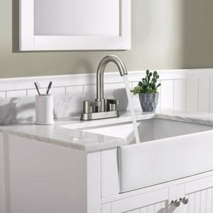 Rubinetto per lavabo bagno a 2 maniglie senza contatto con scarico a scomparsa per lavabo da 4 pollici - Product Image 6