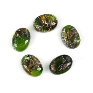 Top Quality Green <b>Jade</b> Copper 10x14mm Oval Shape Flatback High Polish Smooth Loose Gemstone Cabochon Jewelry Making Pendant <b>Ring</b> - Product Image 1