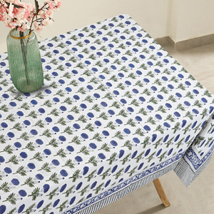 100% Cotton Floral <b>Tablecloth</b> Handmade Printed Table Cover Blue Green Decorative Dining Cloth for Home Hotel <b>Party</b> - Product Image 4